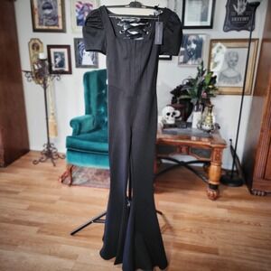 DOLLS KILL WIDOW Thy Lady Puff Sleeve Ponte‎ Black Jumpsuit❗️NEW With Tags❗️